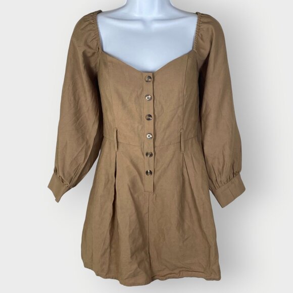 Forever 21 Womens Shorts Romper | S | Tan | Pockets | Safari Boho Cottage - Picture 1 of 12